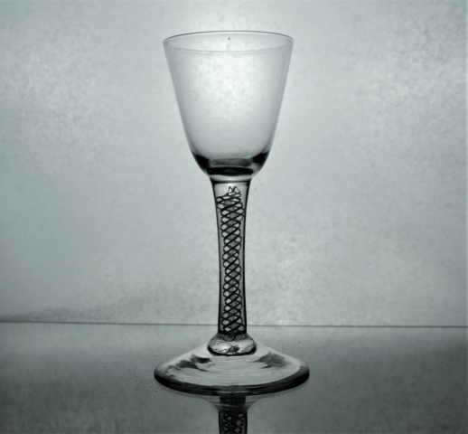 Georgian Opaque round funnel Multi Twist Plain Foot Glass.