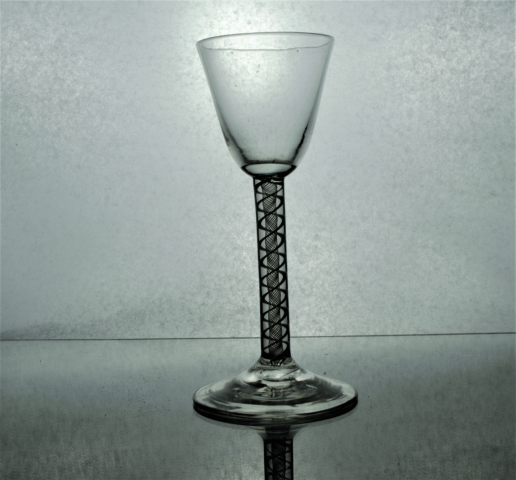 Georgian poined round funnel bowl, opaque twist drinking glass.
