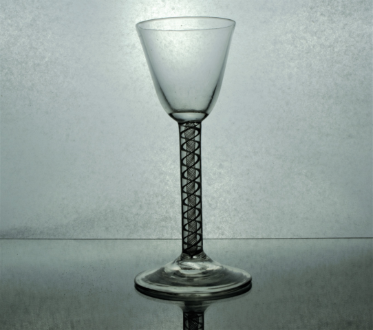 Georgian poined round funnel bowl, opaque twist drinking glass.