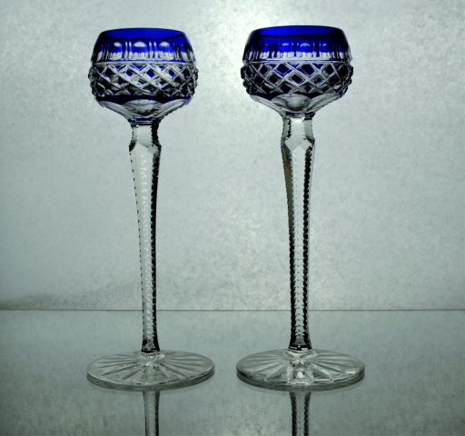 Bohemian liquor cut glass - Pair