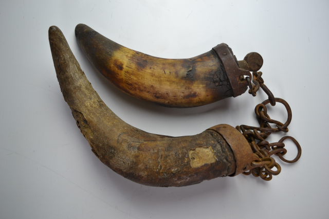 Early American Axel Grease Buffalo Horns. Circa 1830.