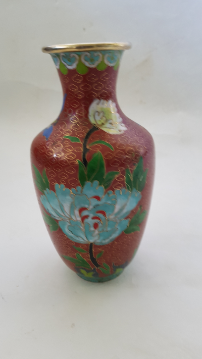 Chinese Cloisonne Vase With Chrysanthemum Flower