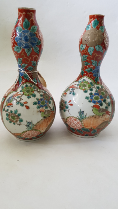 A Pair Of 19th Century Gourd Form Japanese Vases.