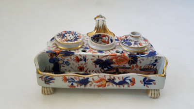 A 19th century Porcelain Imari Inkwell Desk Stand