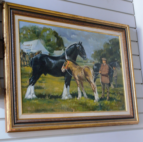 Air Vice Marshal Norman Hoad Oil on Canvas & Shire Horses at Country Fair.