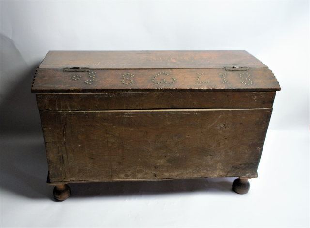 18th Century Oak Table Top Bible Box Bureau with Bible.