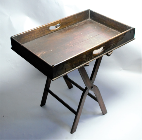 Late Victorian/ Edwardian Oak Butler Tray with Stand.