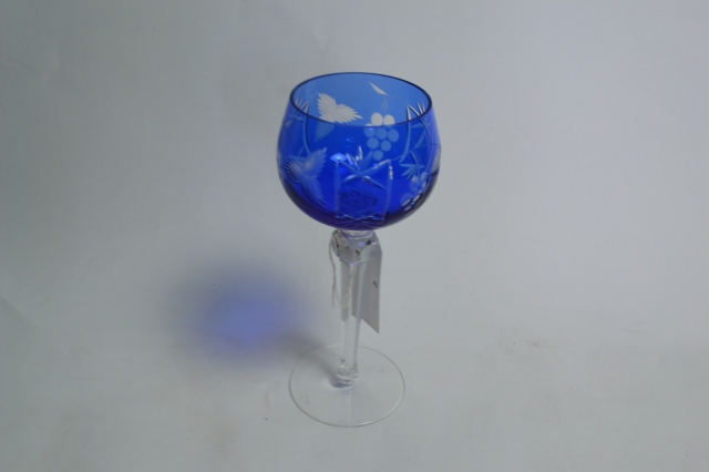 Bohemian Blue Long Stemmed Wine Glass