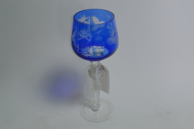 Bohemian Blue Long Stemmed Wine Glass