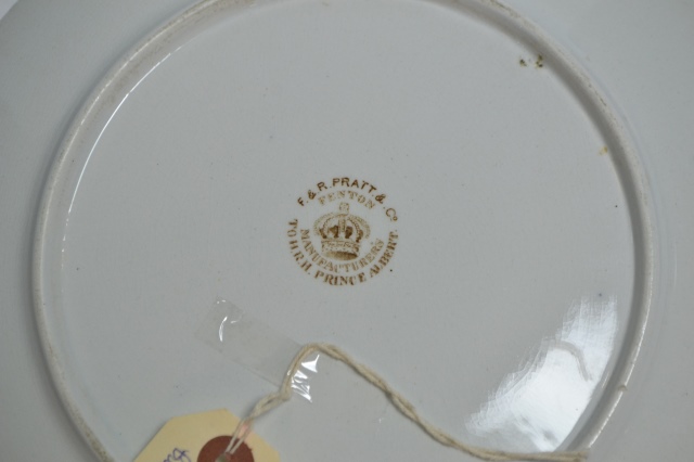 Rare Pratt Ware Plate with Green Malachite Marble Border