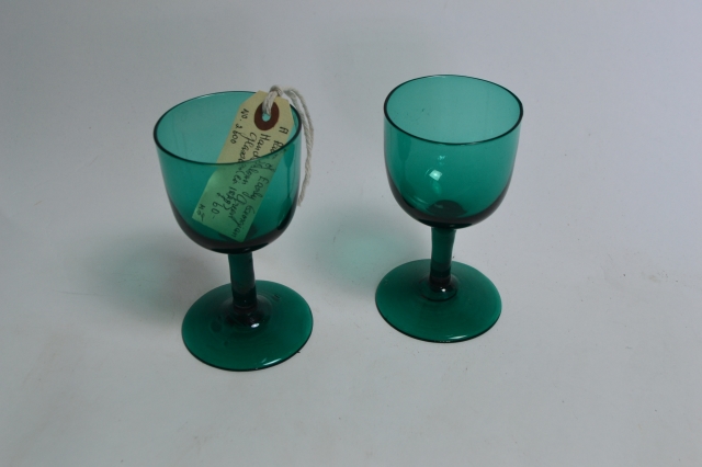 Pair of Georgian Green Wine Glasses.