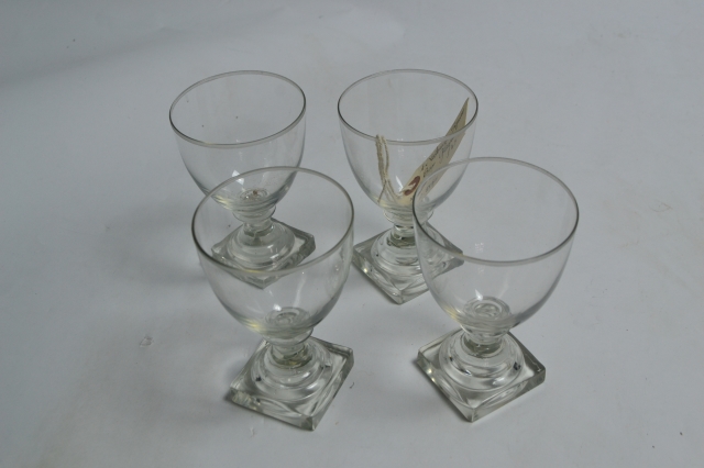 Four Victorian Square Based Glasses
