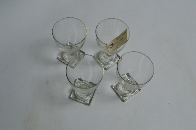 Four Victorian Square Based Glasses