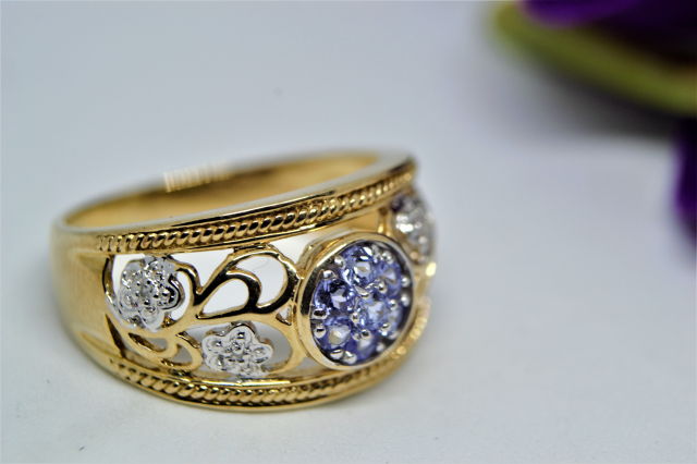 A 9ct Gold Tanzanite and Diamond Dress Ring.