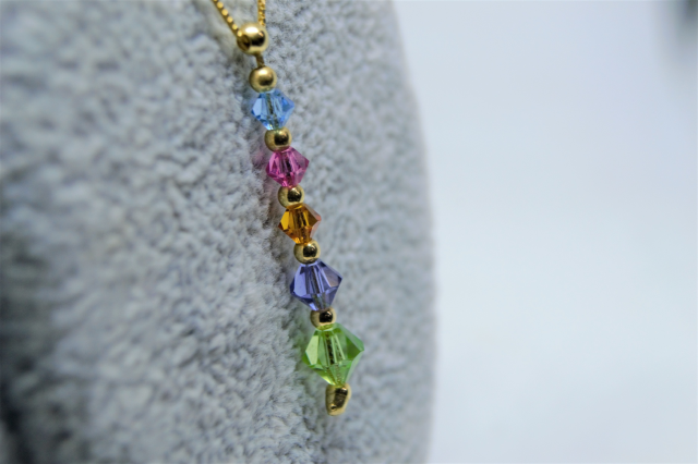 A 9ct Gold Chain with Untested Gem Stones Pendant.