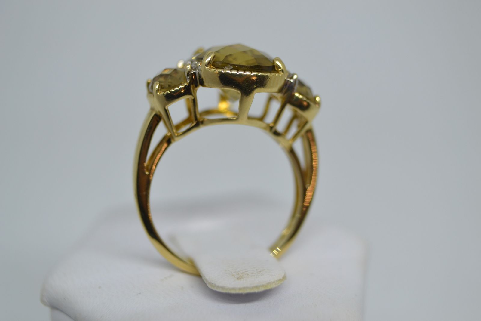 A 9ct Gold Yellow Topaz  And Diamond Dress Ring