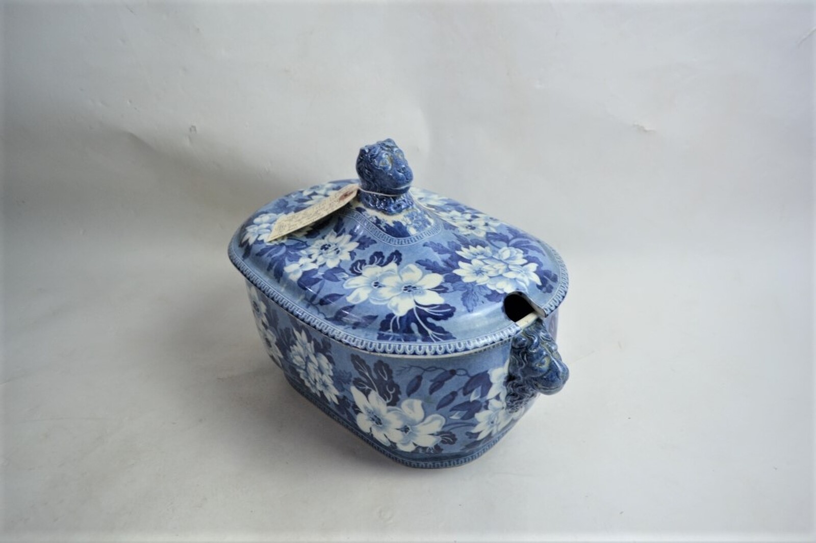 A large 19th Century Rogers Blue and White Rounded Rectangular Tureen and Cover