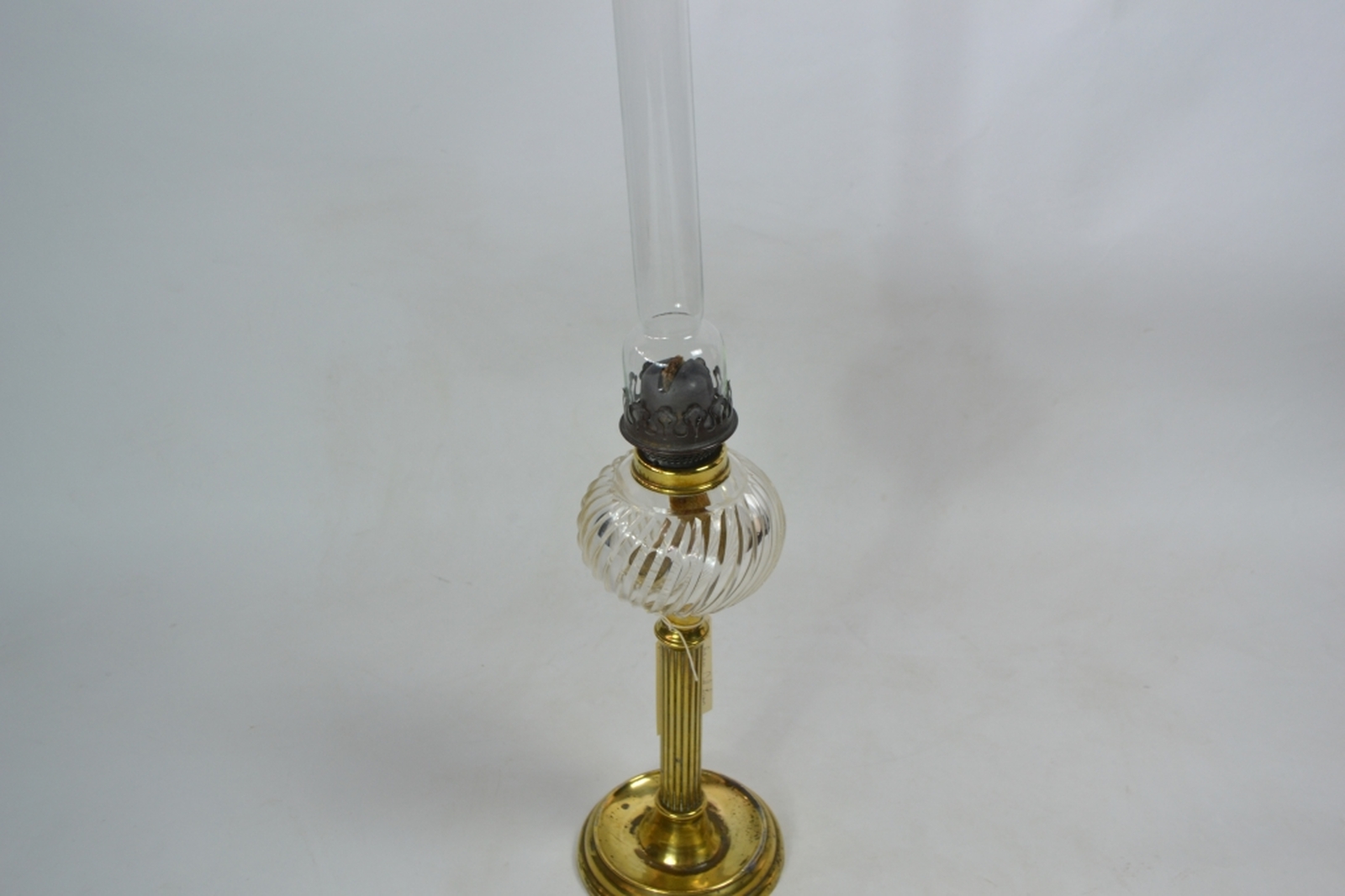 French Brass Oil Lamp with Clear Glass Reservoir