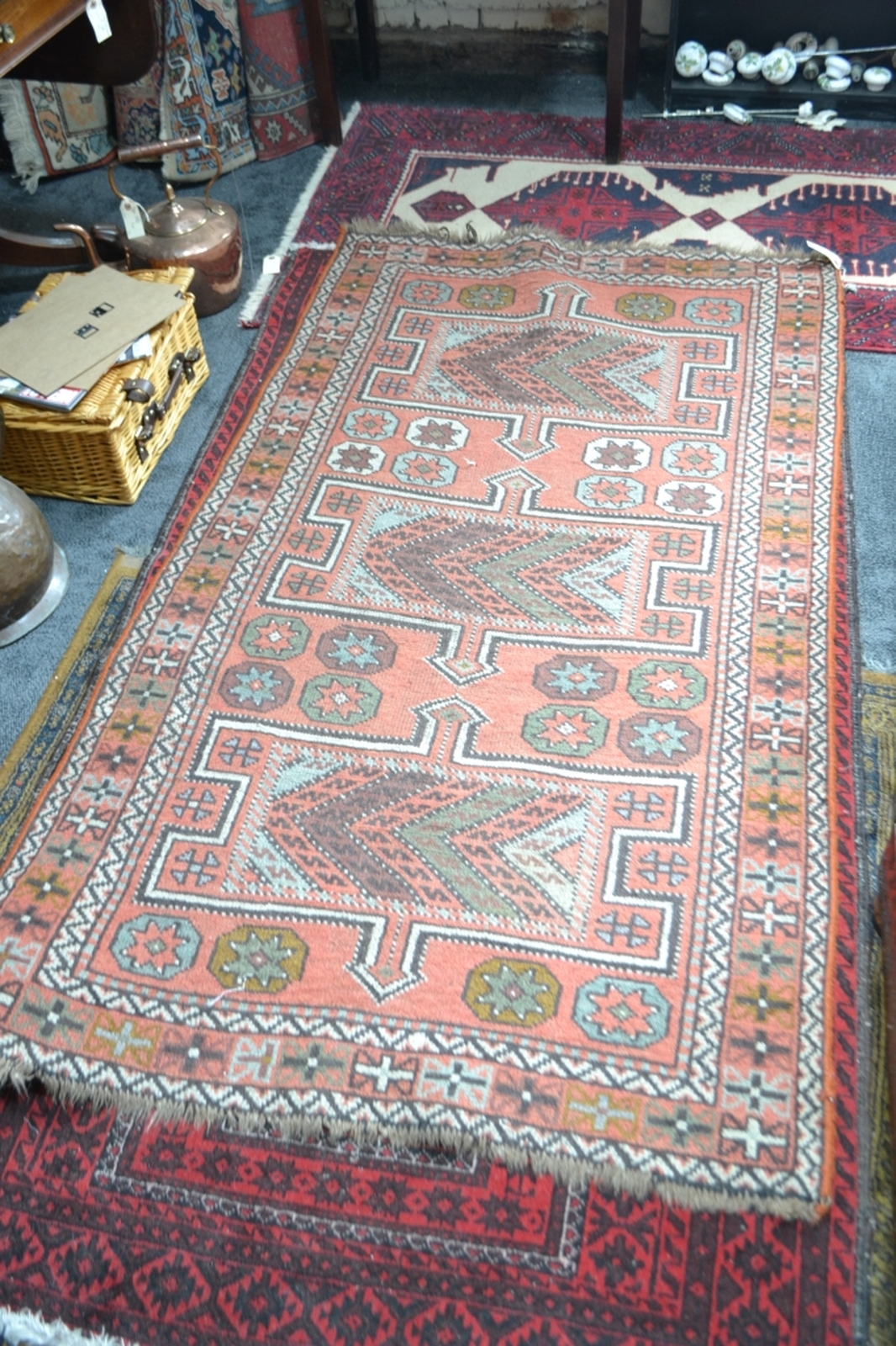 19th century knotted wool carpet.