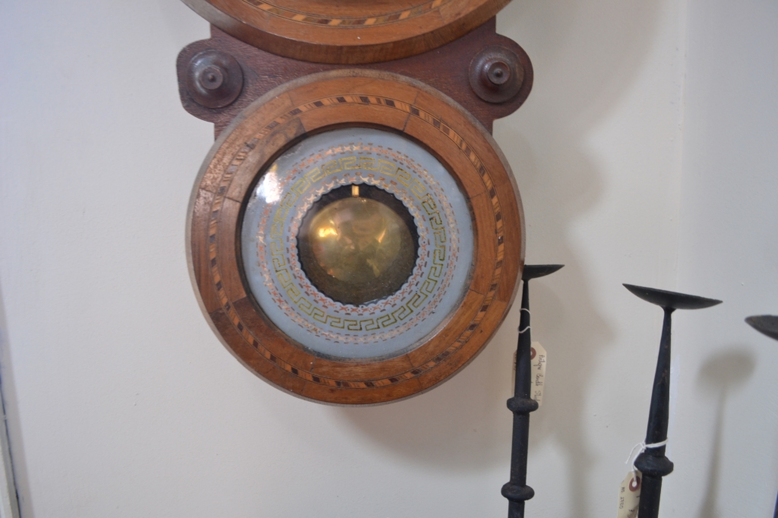 Unusual American Inlaid Walnut Wall Clock