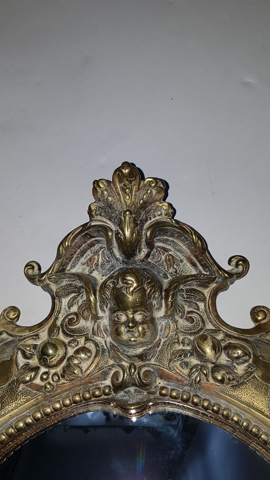 19th century Cast Brass Convex Wall Mirror