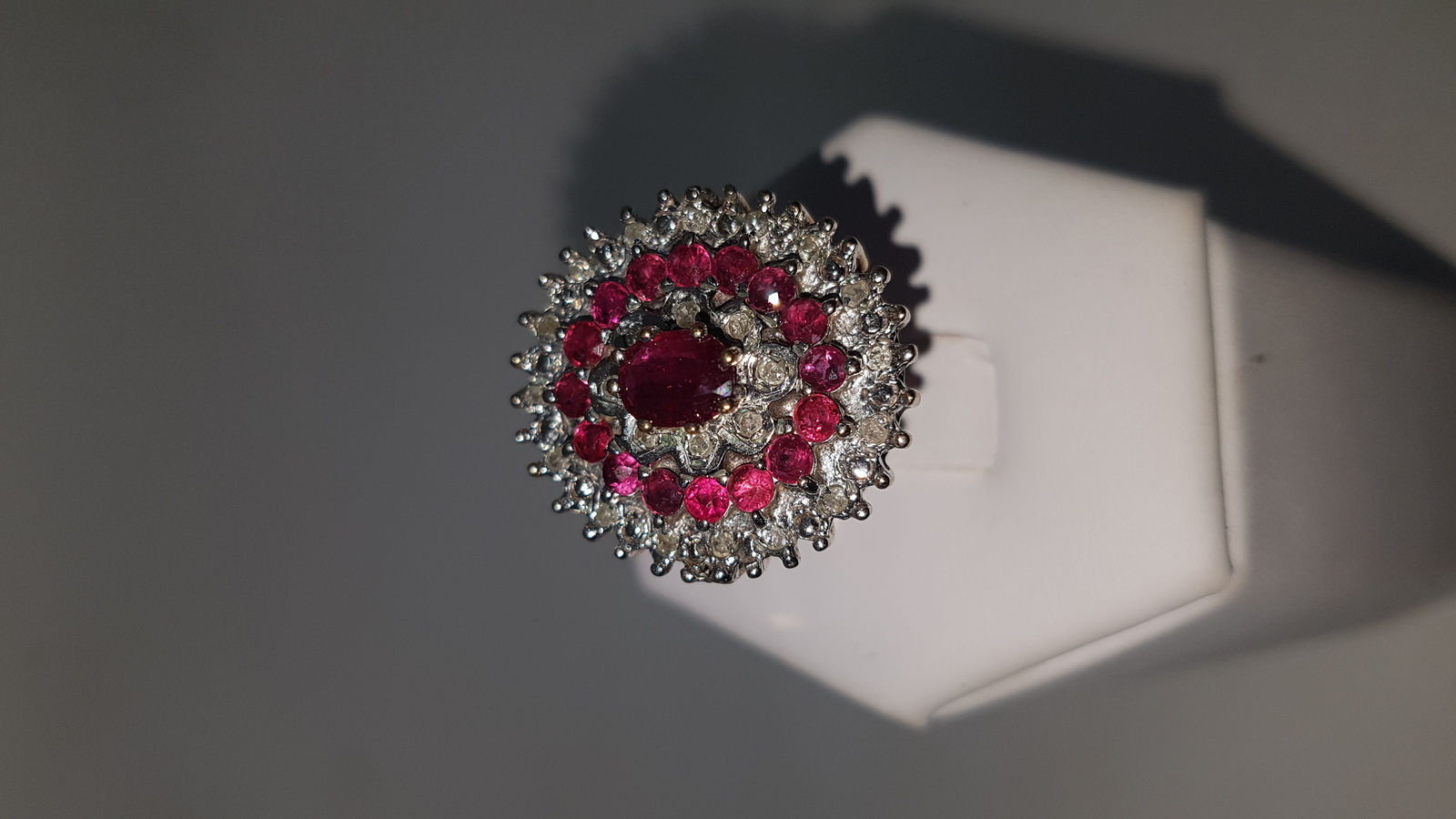 A 9ct Gold Ruby And Diamond Cluster Ring