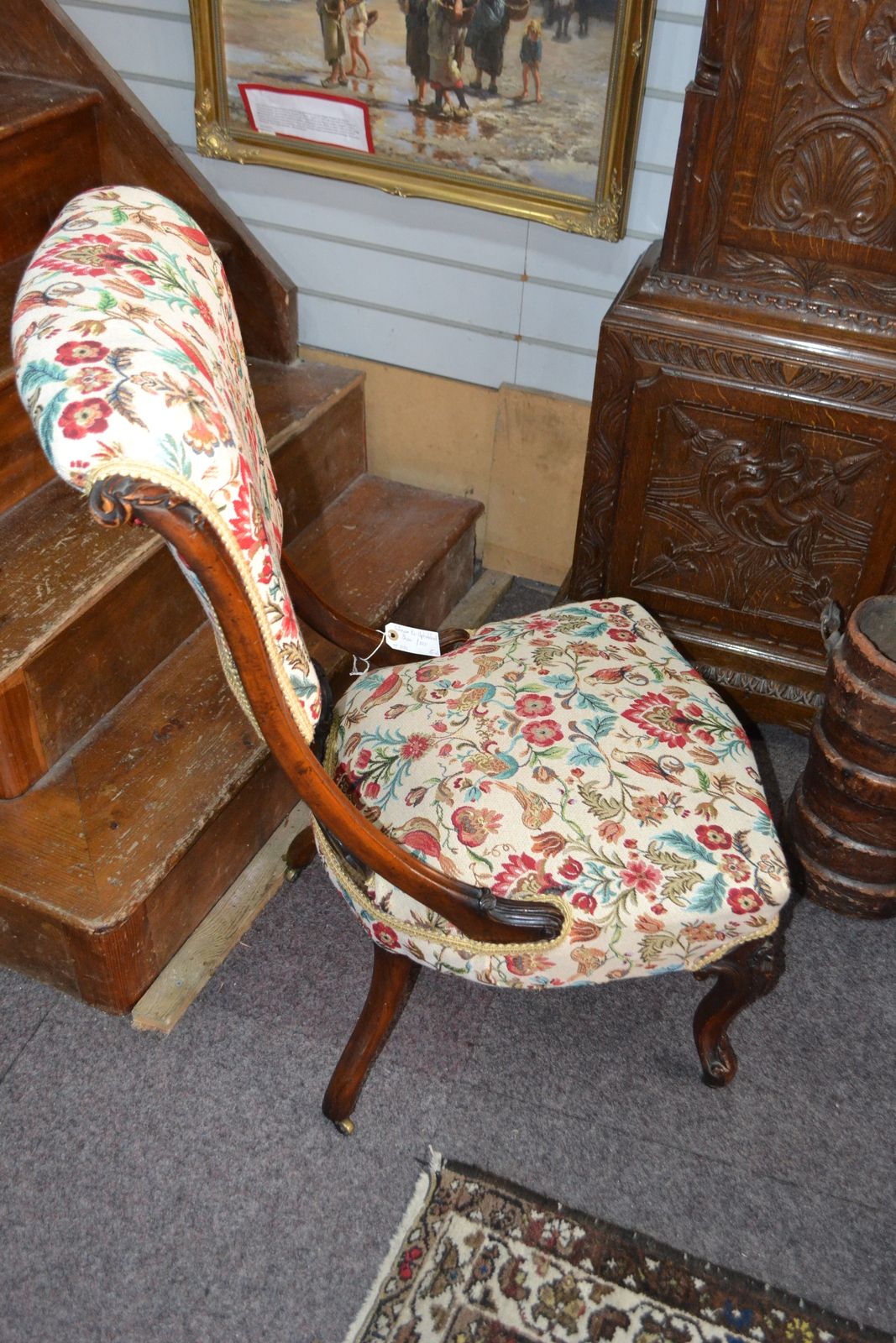 A Victorian Re-Upholstered Bedroom Chair