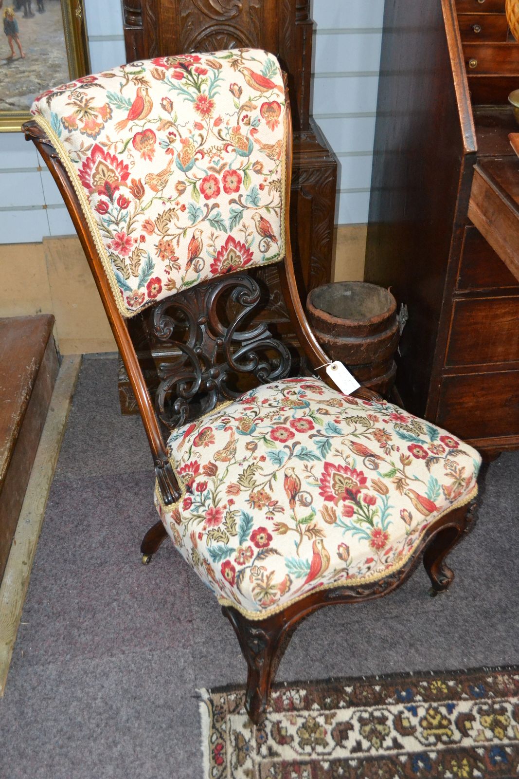 A Victorian Re-Upholstered Bedroom Chair