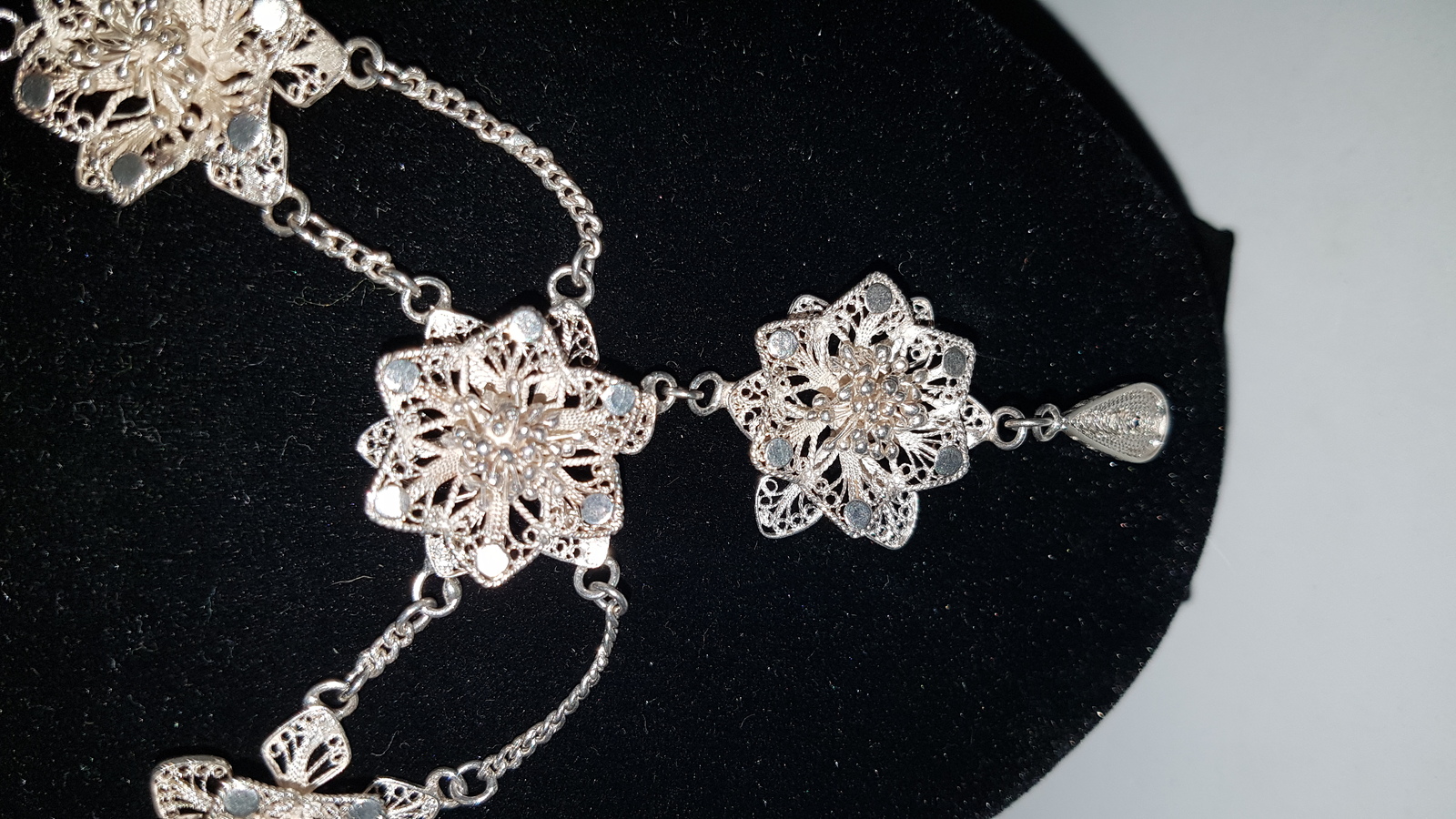 Tested Silver Filigree Necklace With Chain