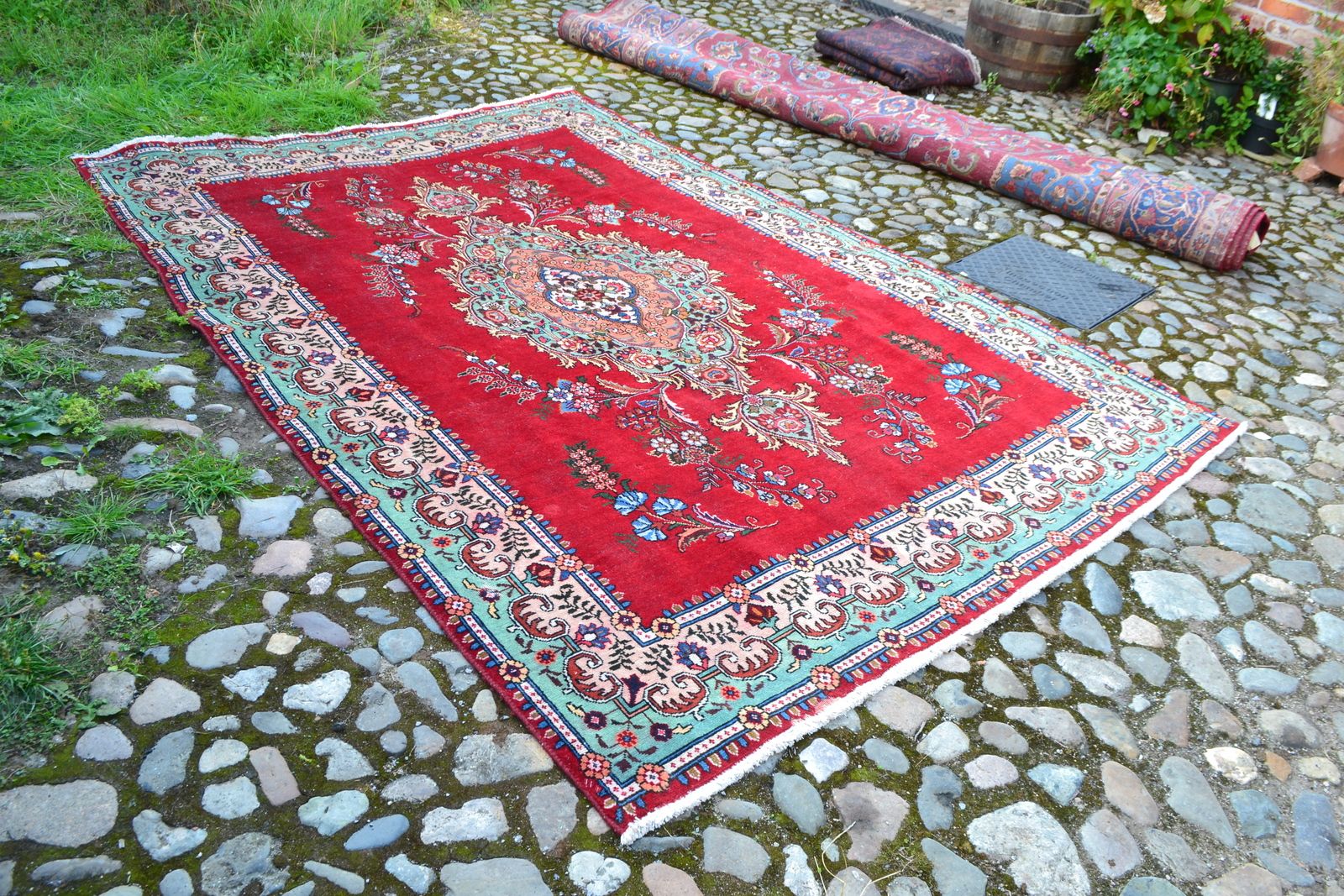 A Vintage Multi Coloured Ground Persian Tabriz Carpet