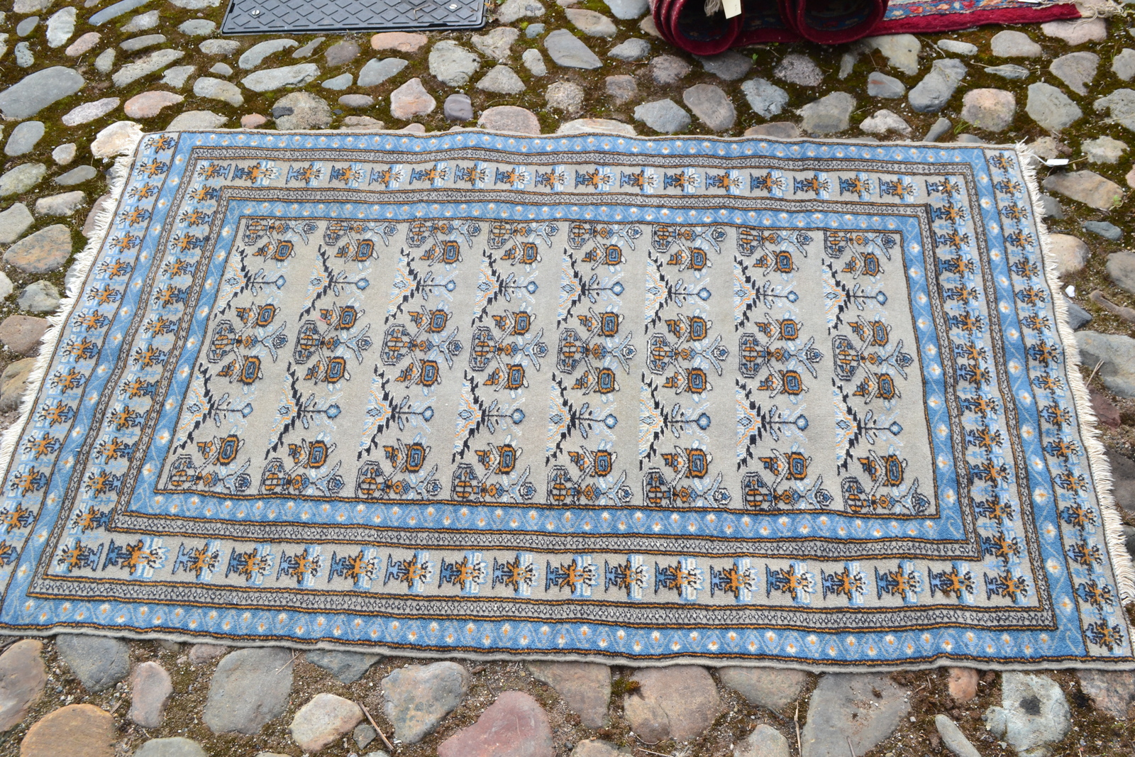Antique Persian Rug With A Sky Blue Ground
