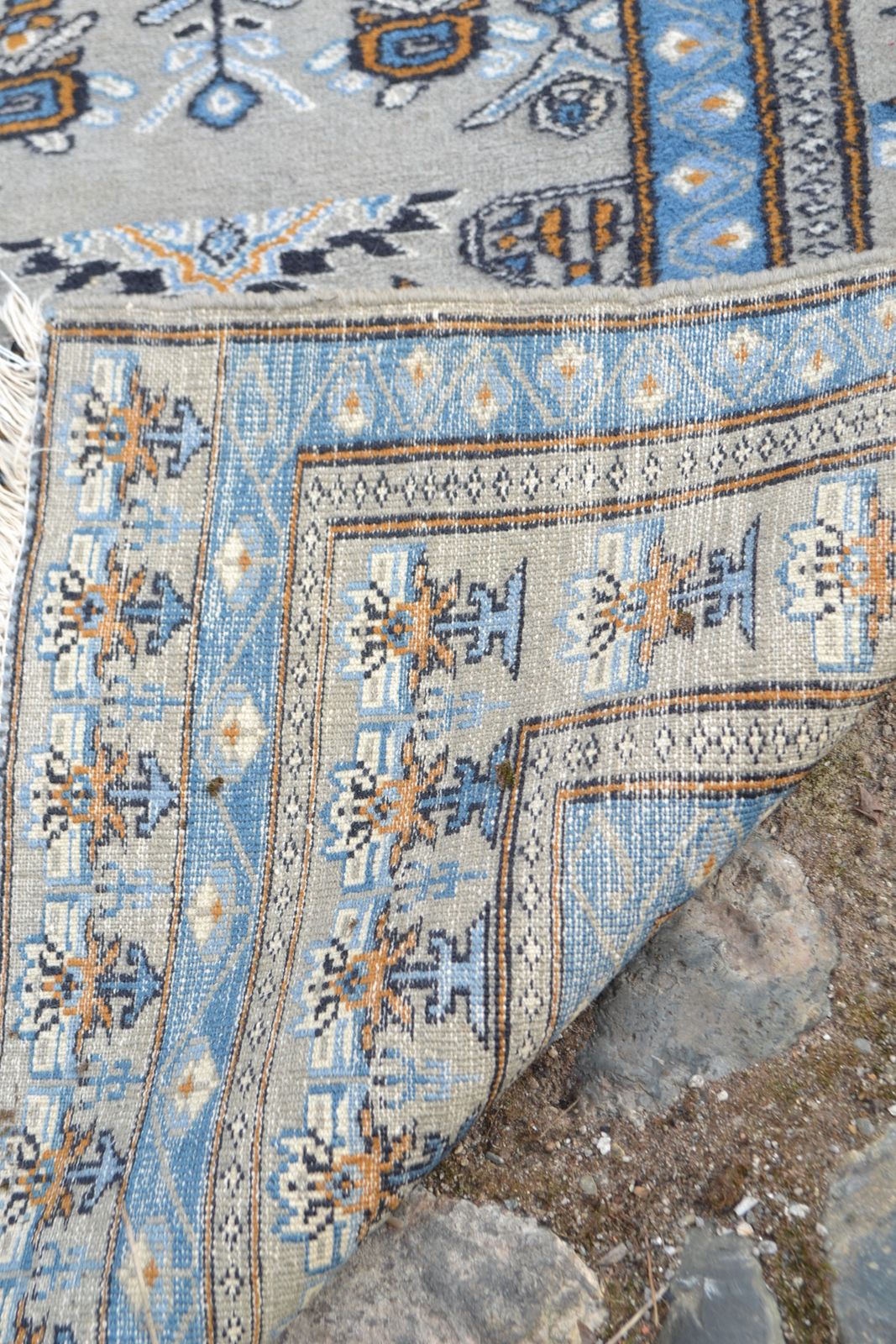 Antique Persian Rug With A Sky Blue Ground