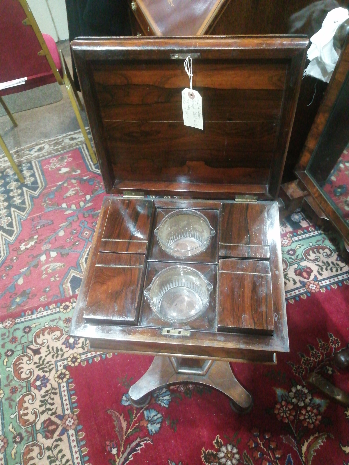 Victorian Rosewood Pedestal Teapoy