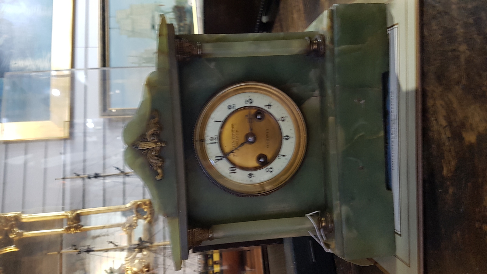 An Early 20th C. Onyx Architectural Mantel Clock