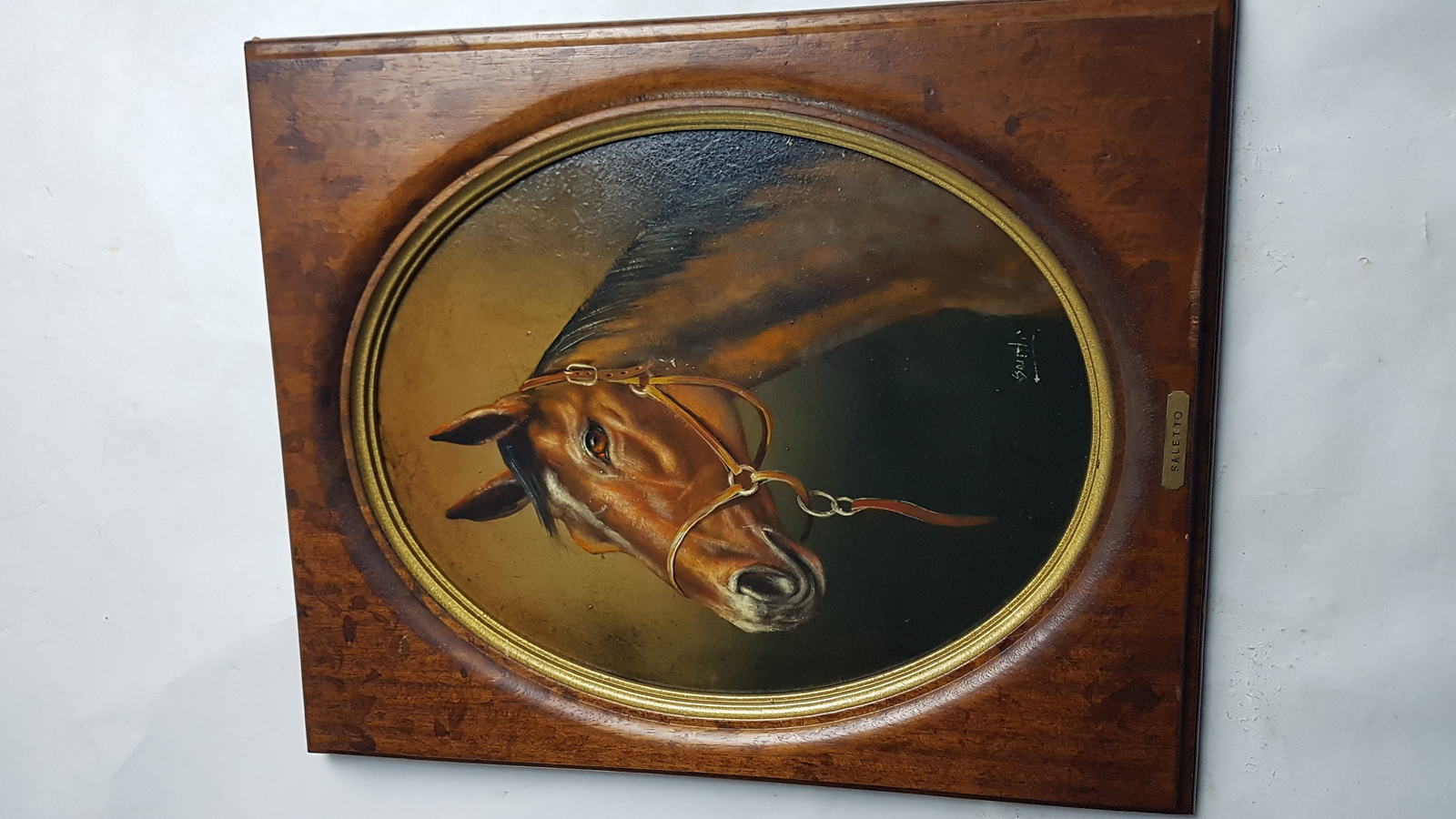 20th C. Oil On Panel, Portrait Of A Race Horse