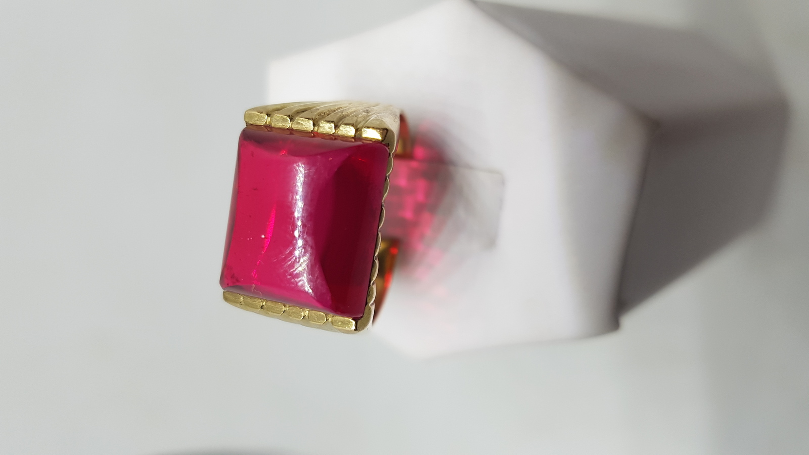 9ct Gold Signet Ring Set With Large Ruby Stone