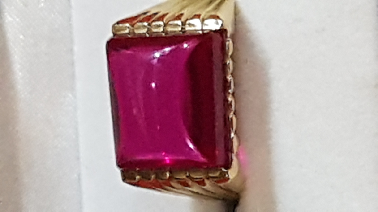9ct Gold Signet Ring Set With Large Ruby Stone