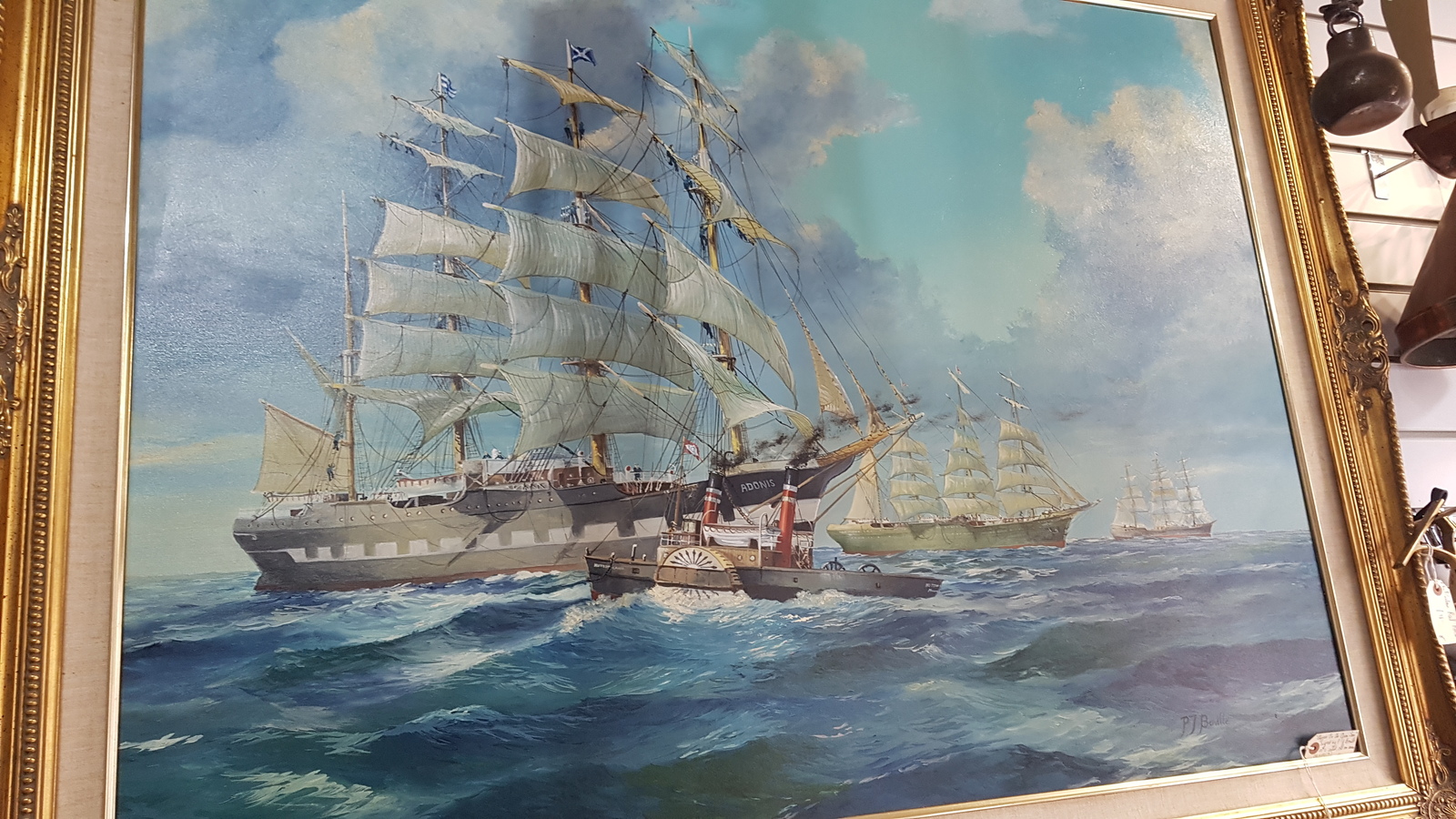 20th c. Clippers On the Open Sea, signed by P J Boville
