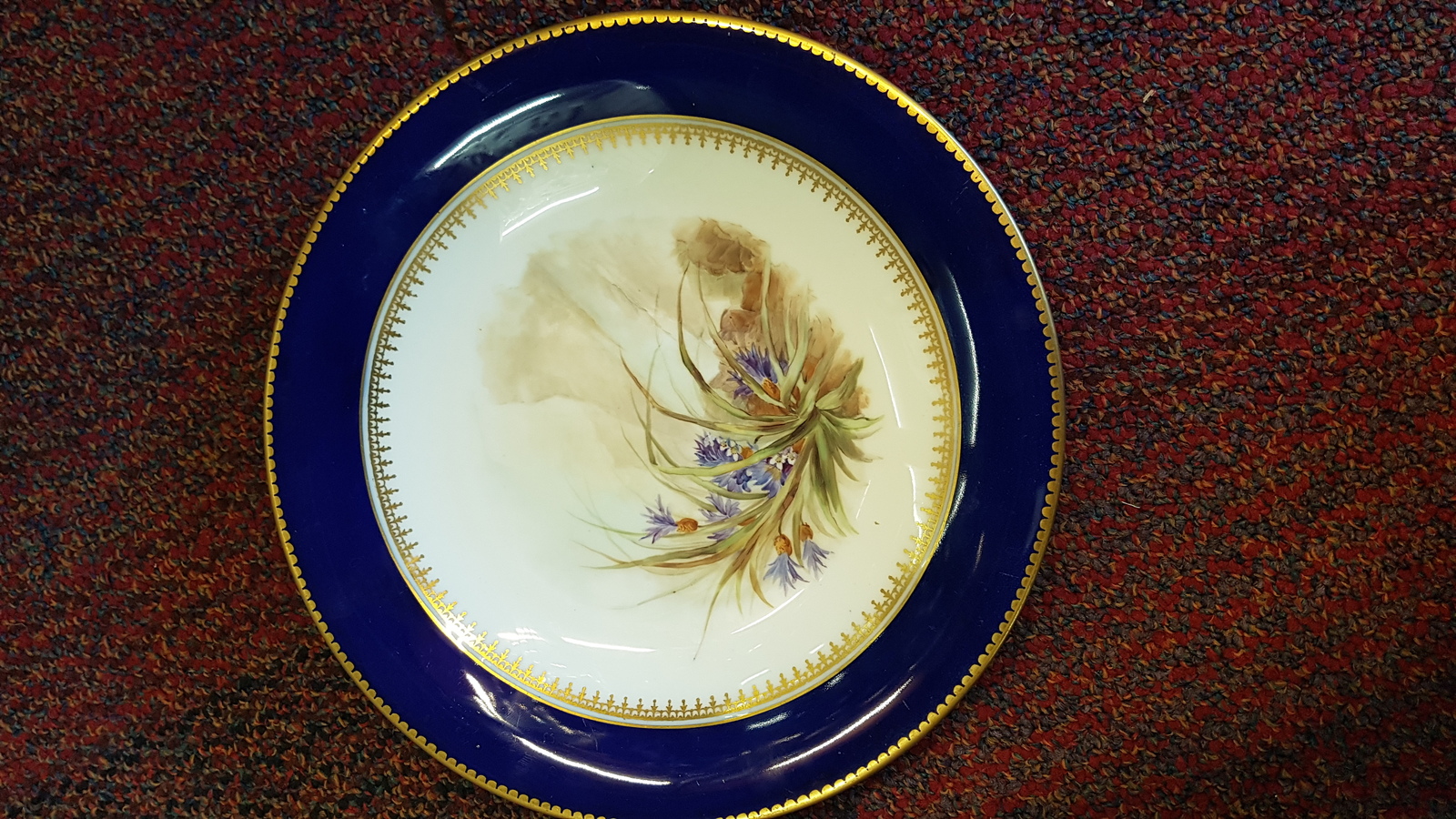 19th C. Handpainted With Wild Flowers, Grainger&#39;s Royal Worcester  Plate