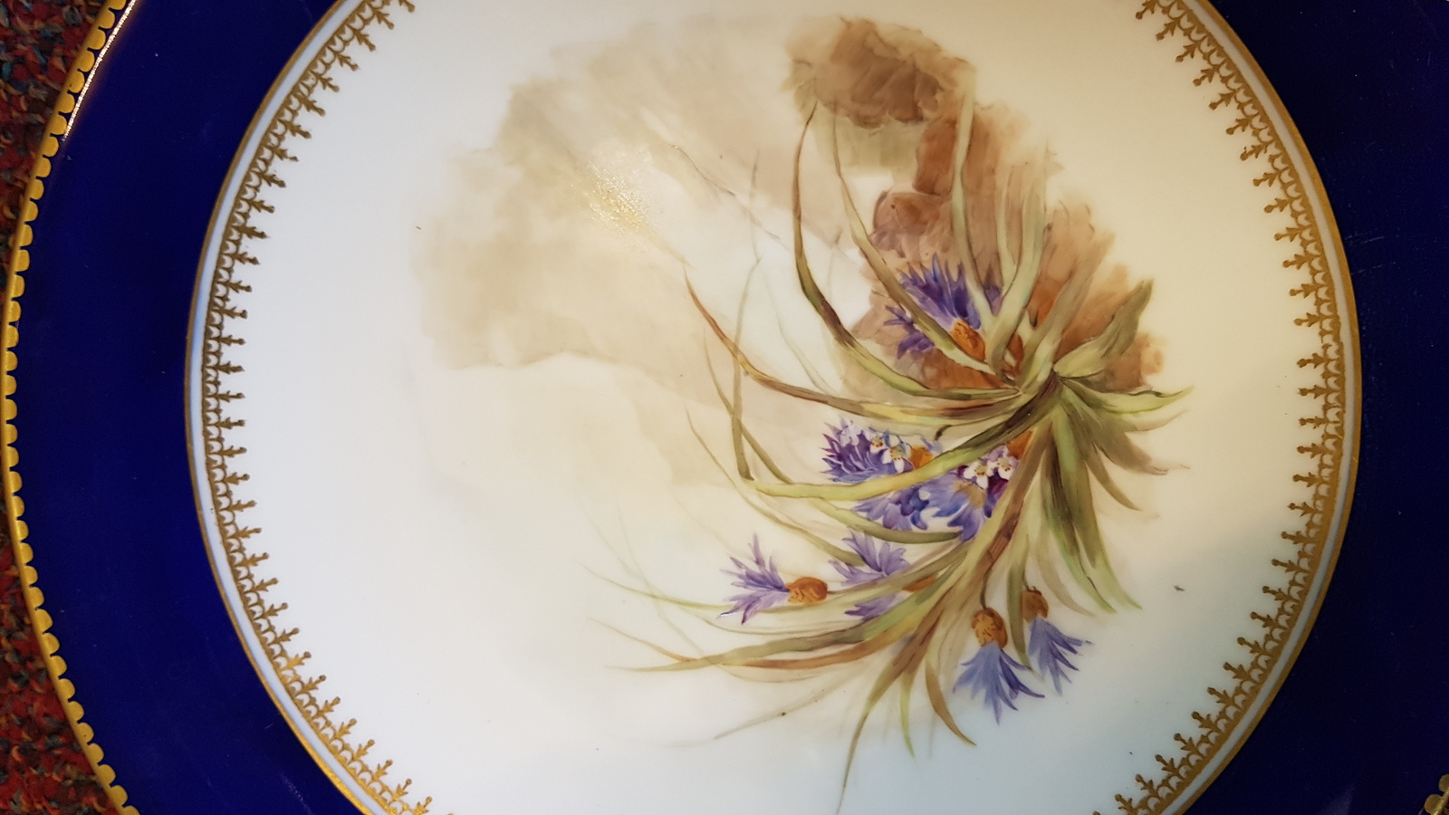 19th C. Handpainted With Wild Flowers, Grainger&#39;s Royal Worcester  Plate