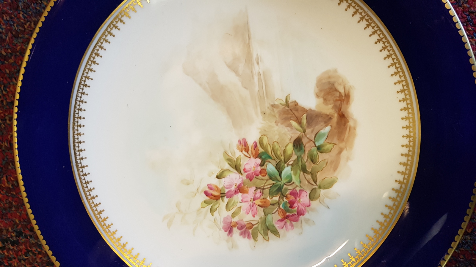 19th C. Handpainted With Wild Flowers Royal Worcester  Plate