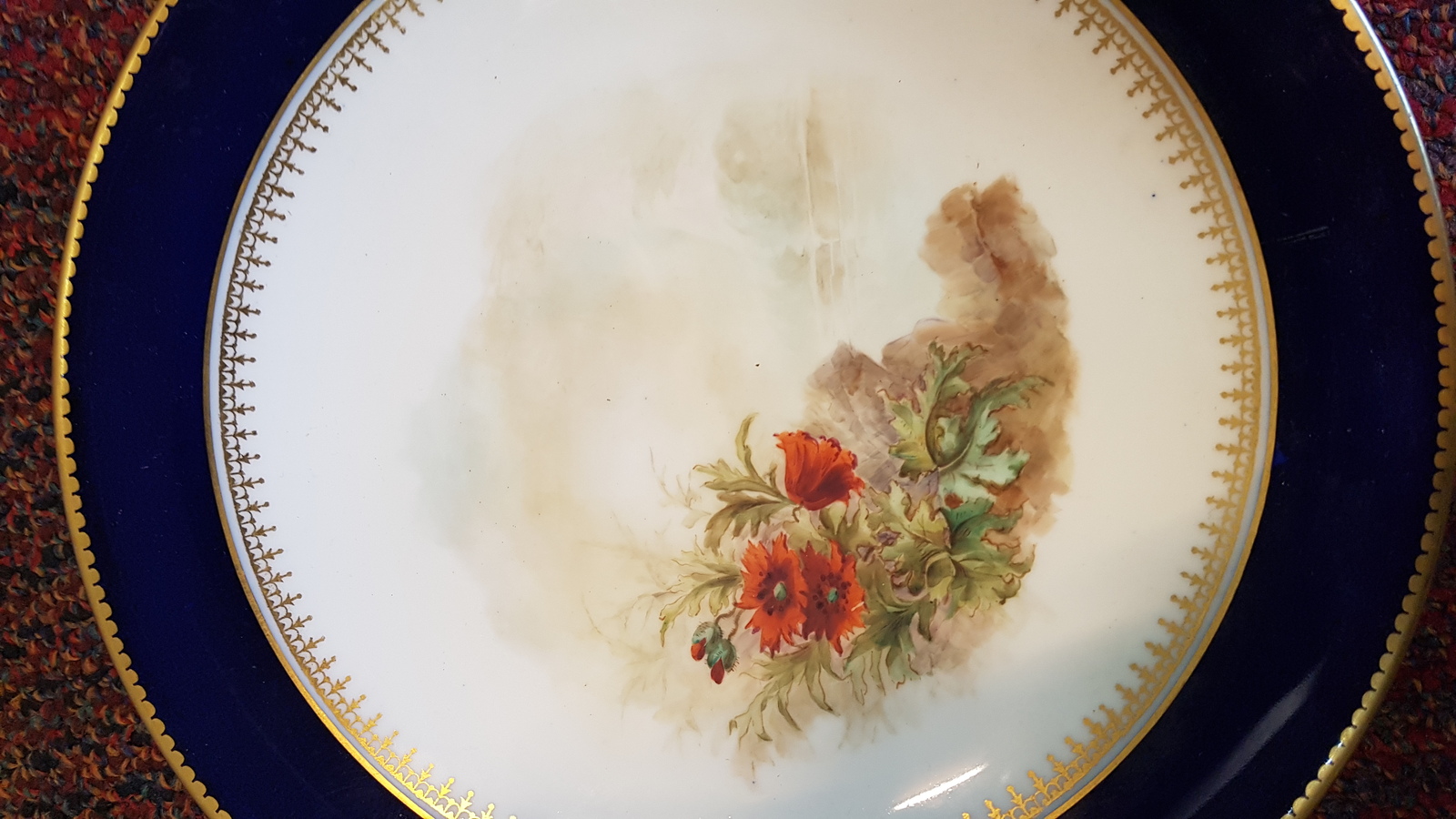 19th C. Handpainted With Wild Flowers, Royal Worcester  Plate