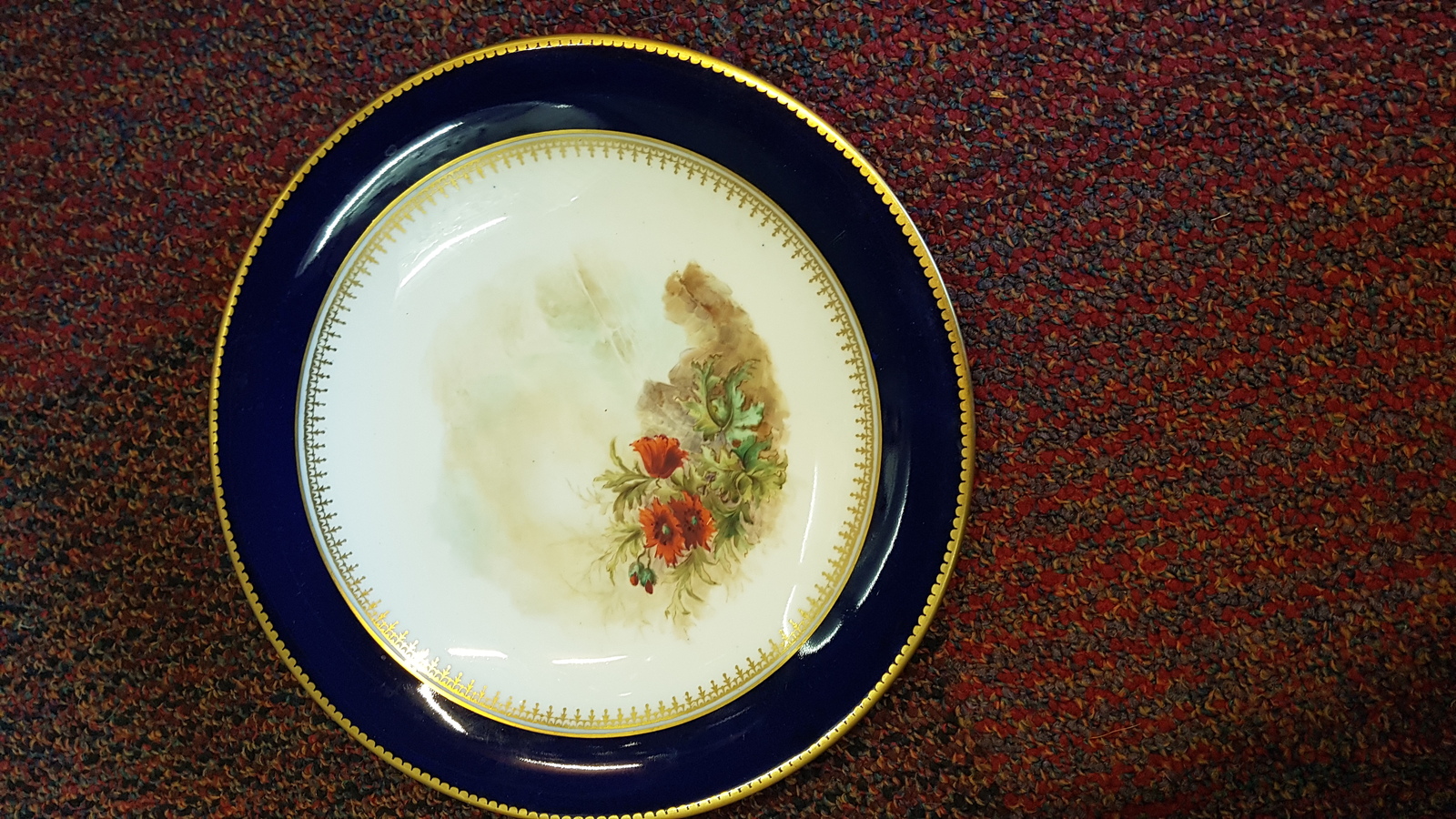 19th C. Handpainted With Wild Flowers, Royal Worcester  Plate