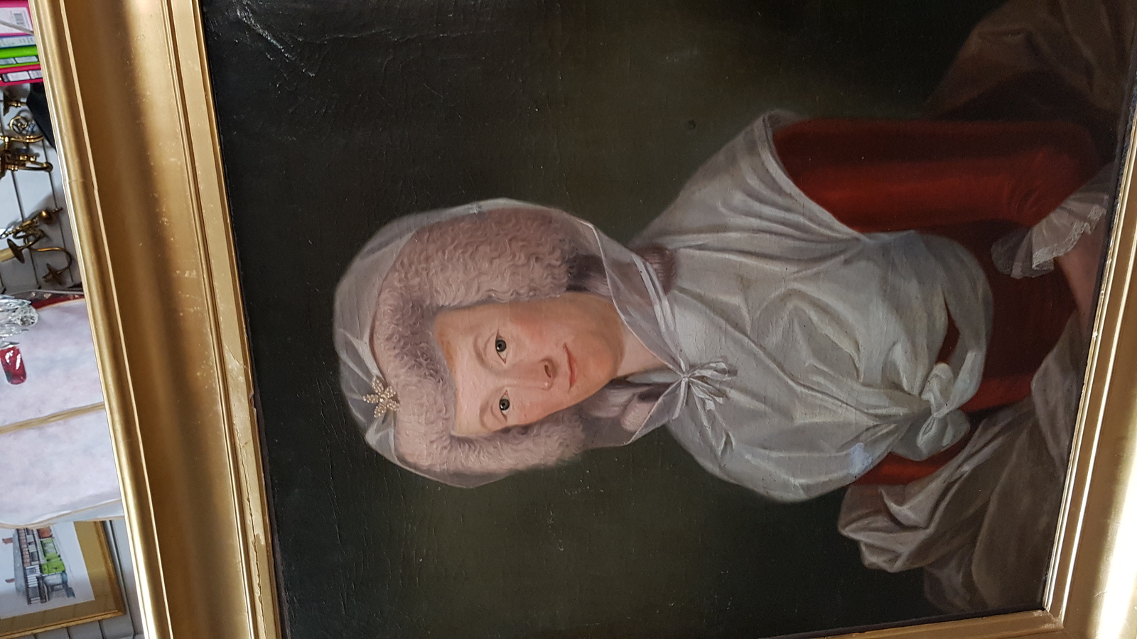 18th Century Oil On Canvas Portrait Of  A Woman