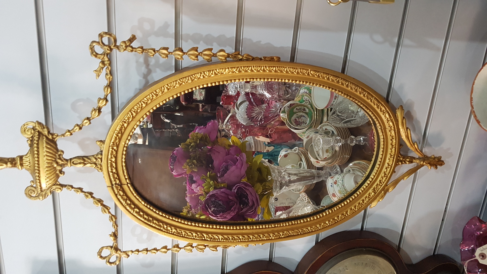 Adam Style Moulded Gilt Oval Wall Mirror