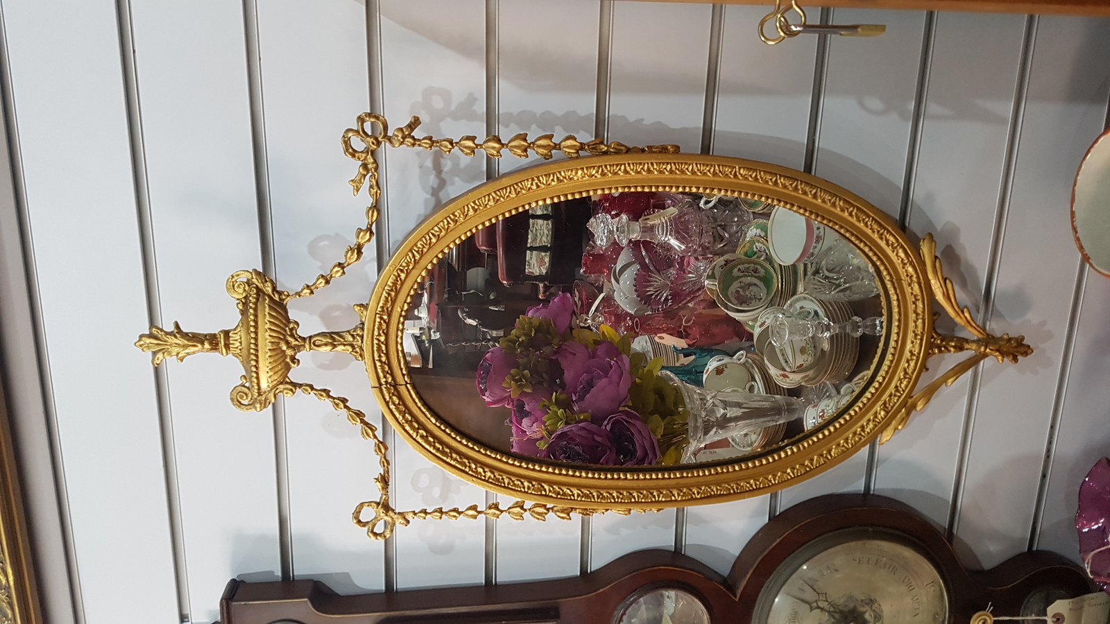 Adam Style Moulded Gilt Oval Wall Mirror