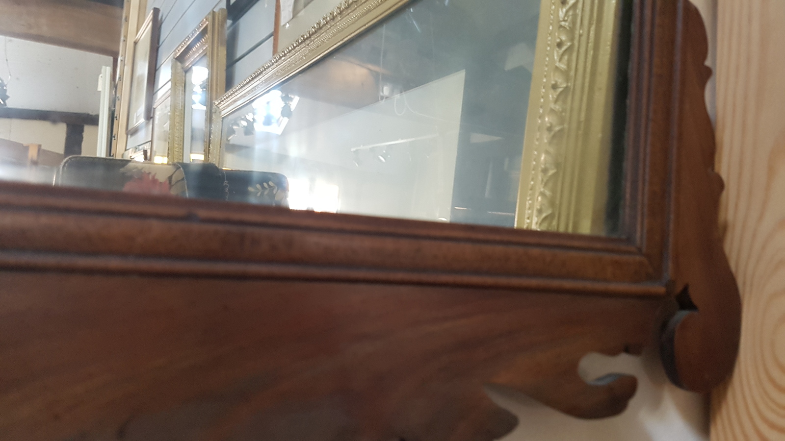 19th C. Chippendale Style Mahogany Fretwork Wall Mirror