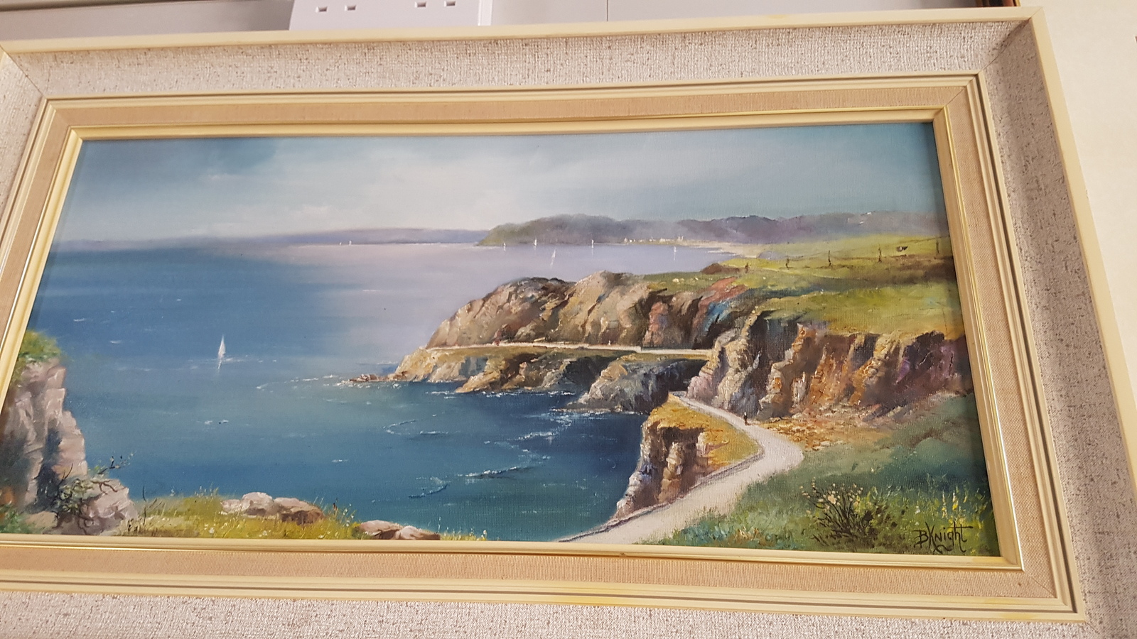 20th C. Coastal Scene Painting Oil On Board