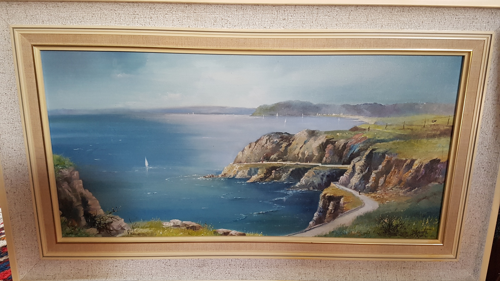 20th C. Coastal Scene Painting Oil On Board