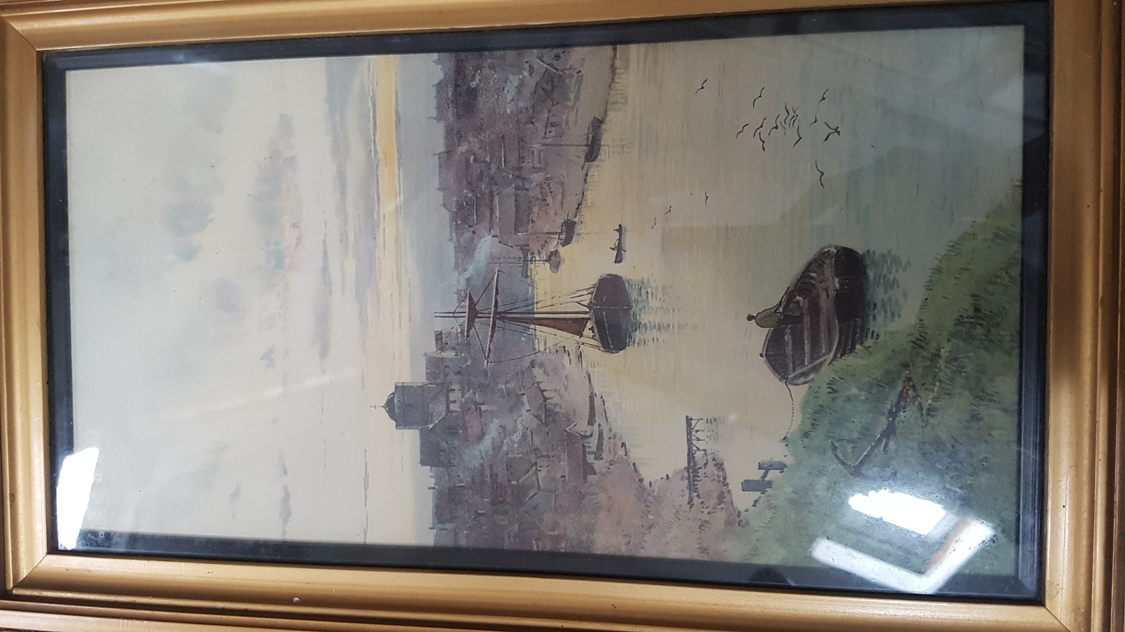 An Early 20th C. Watercolour Riverside Landscape, Unsigned, Framed And Glazed
